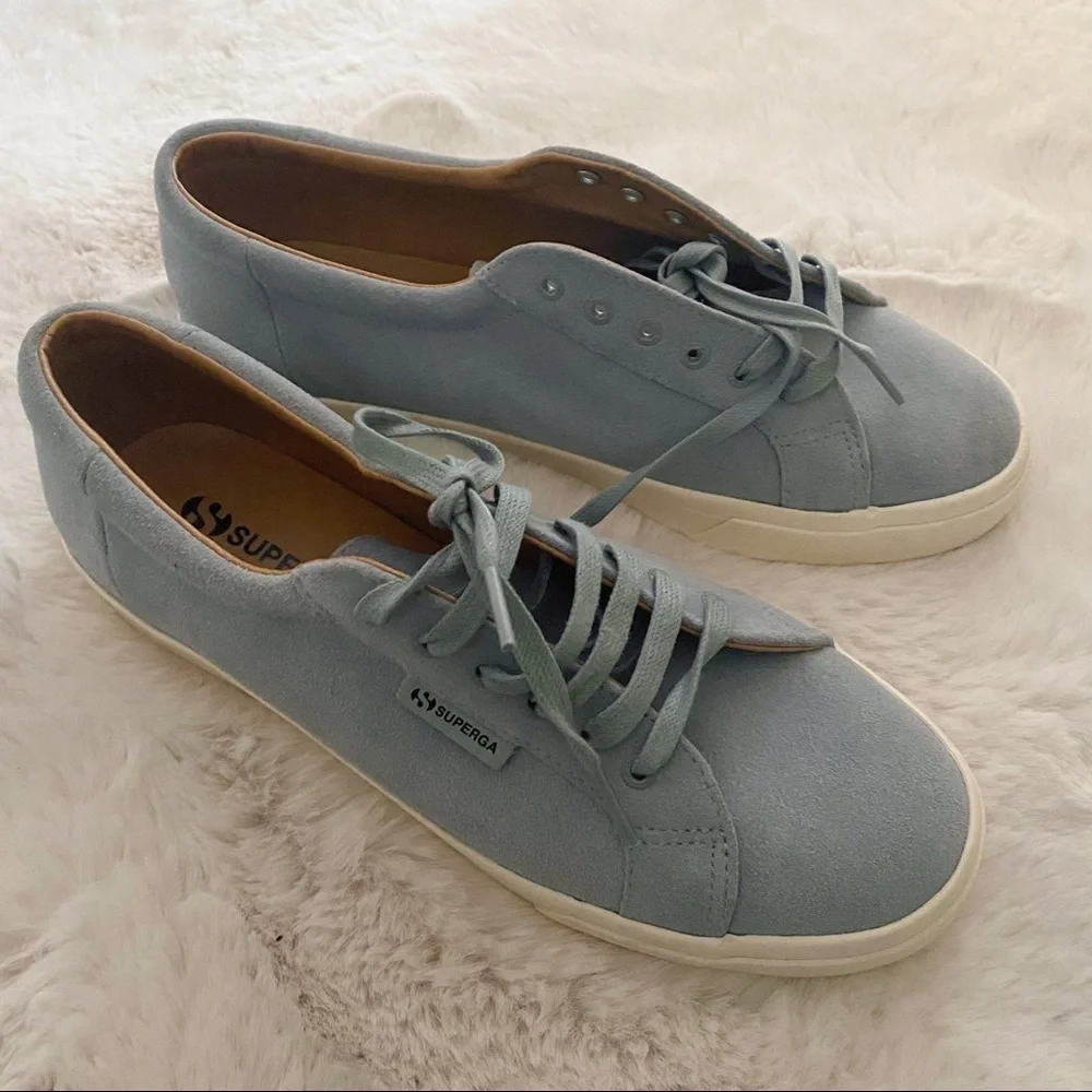 Superga Suede Low Top Baby Blue Suede Sneakers‎
